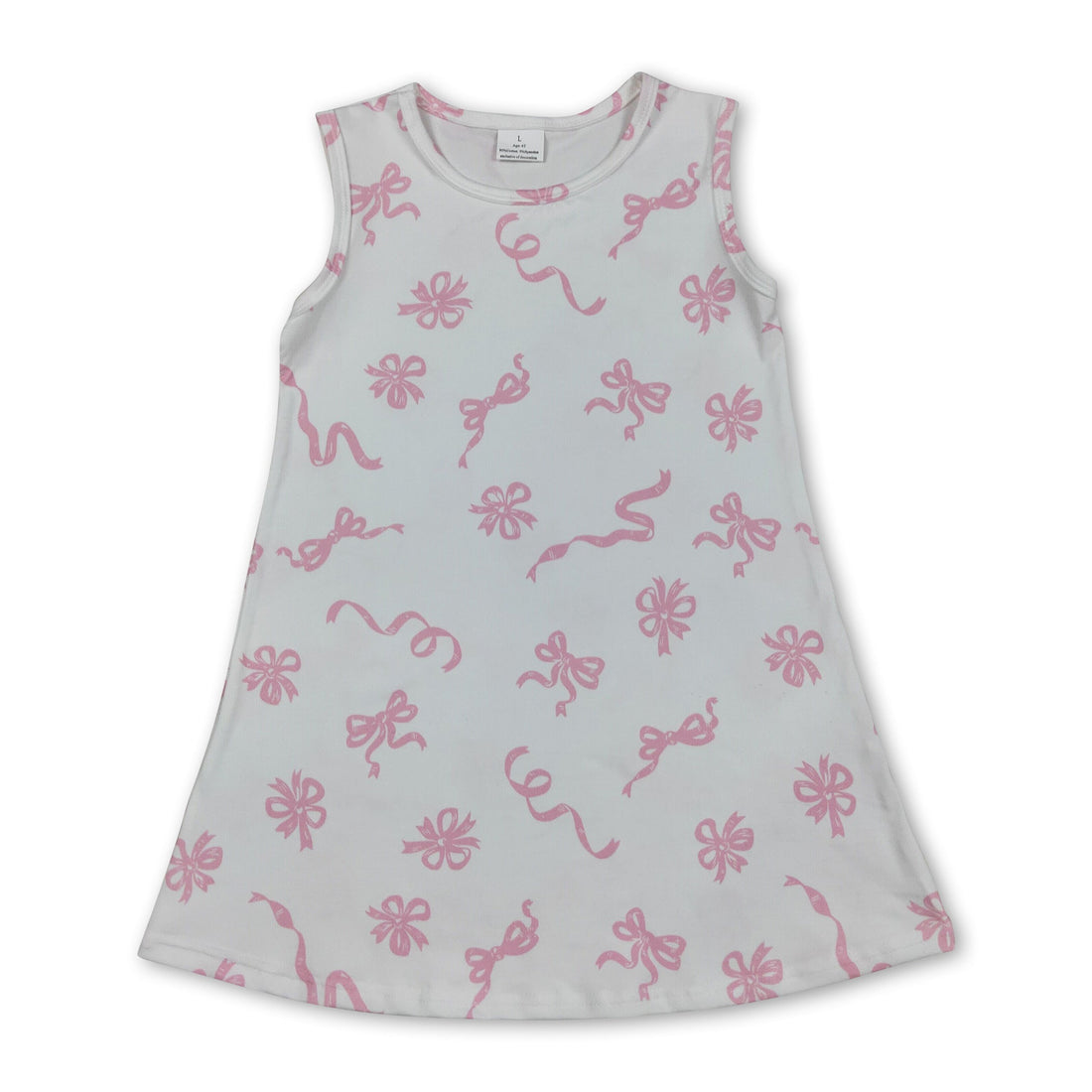 Sleeveless pink bow baby girls summer dresses