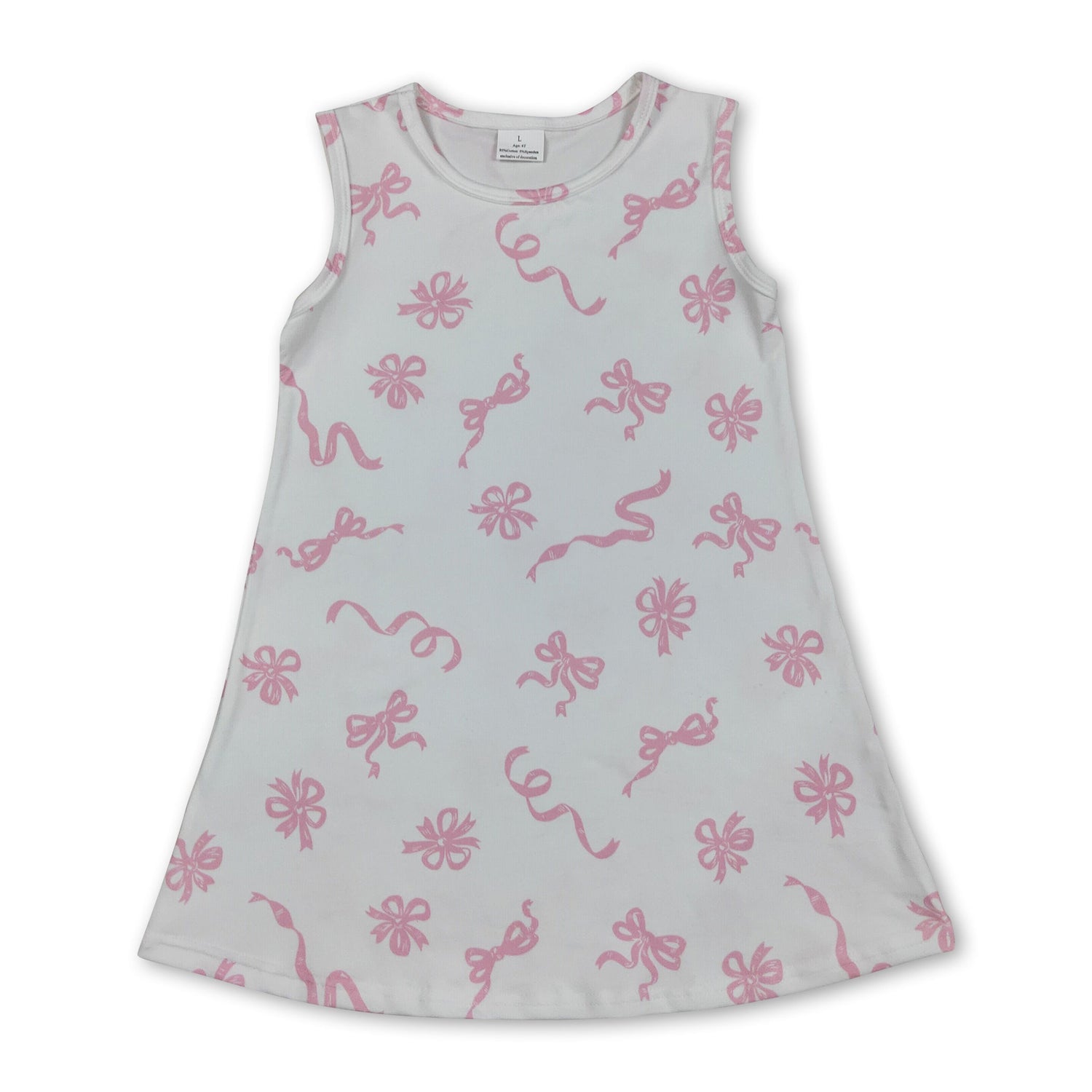 Sleeveless pink bow baby girls summer dresses
