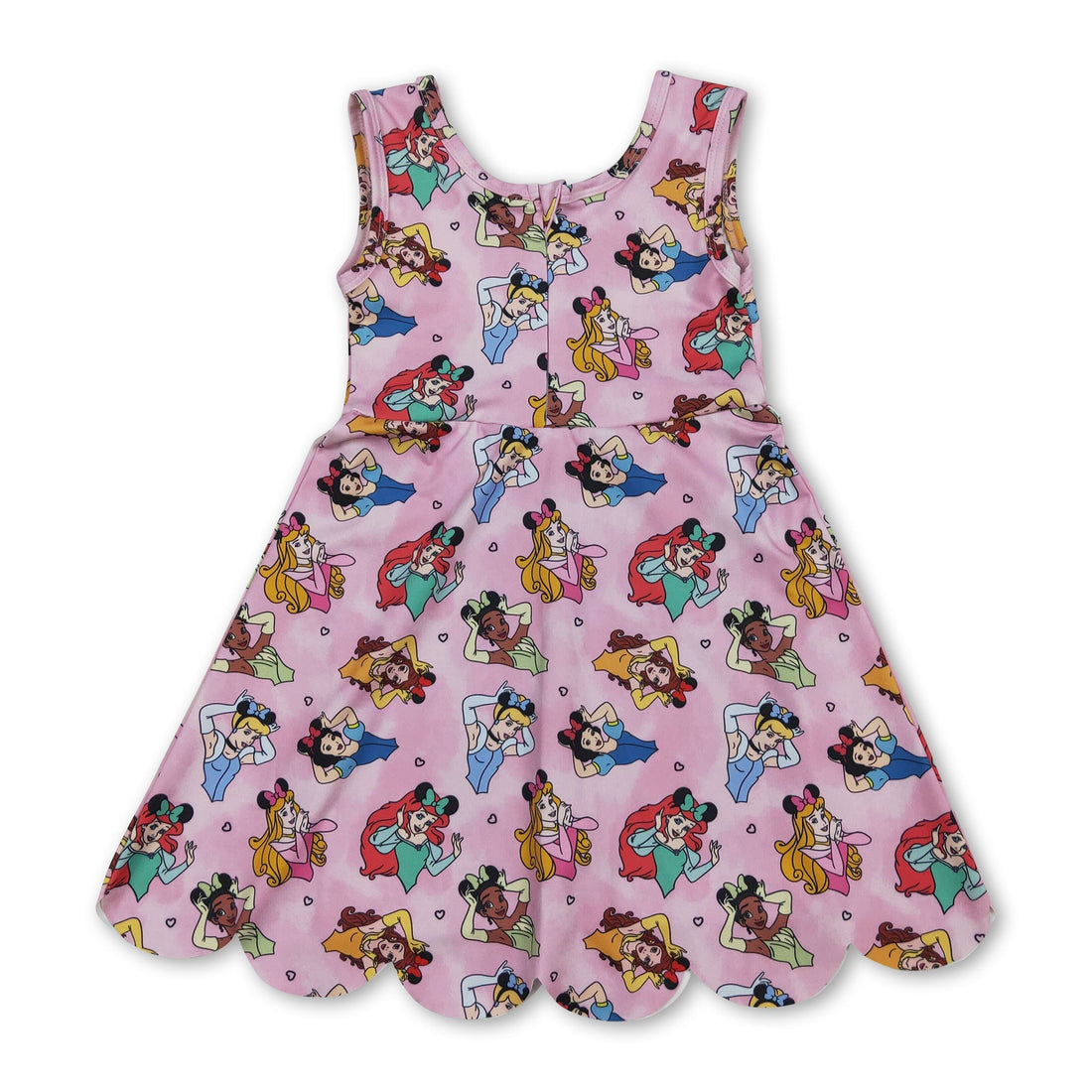 Pink sleeveless princess summer dress for girls by Mini Rodeo, featuring a cute athletic style and short sleeves.