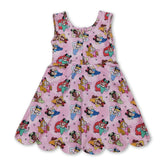 Pink sleeveless princess summer dress for girls by Mini Rodeo, featuring a cute athletic style and short sleeves.