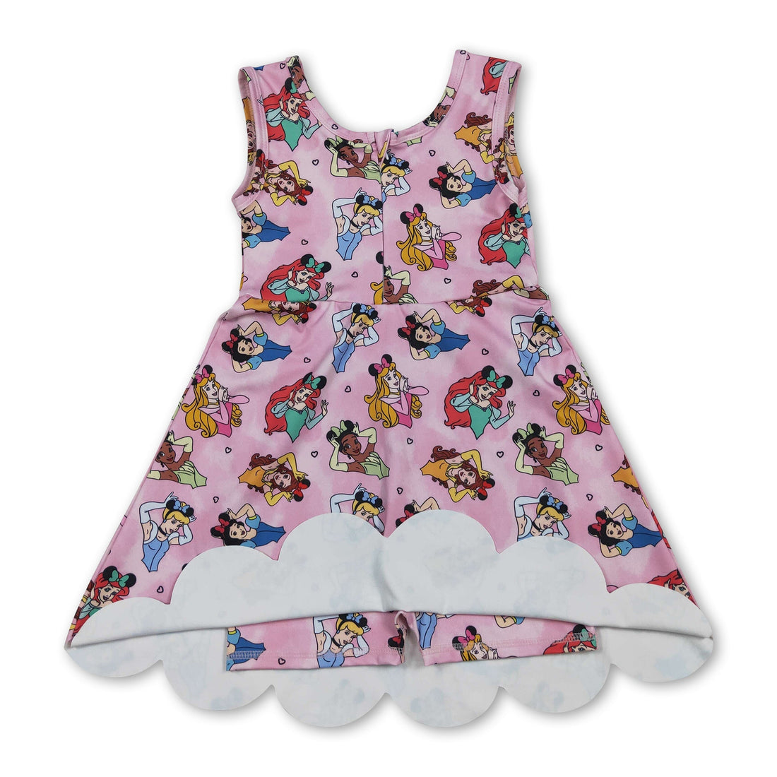 Pink sleeveless princess dress for girls by Mini Rodeo, perfect for summer athletic and casual wear, with a short sleeve design.