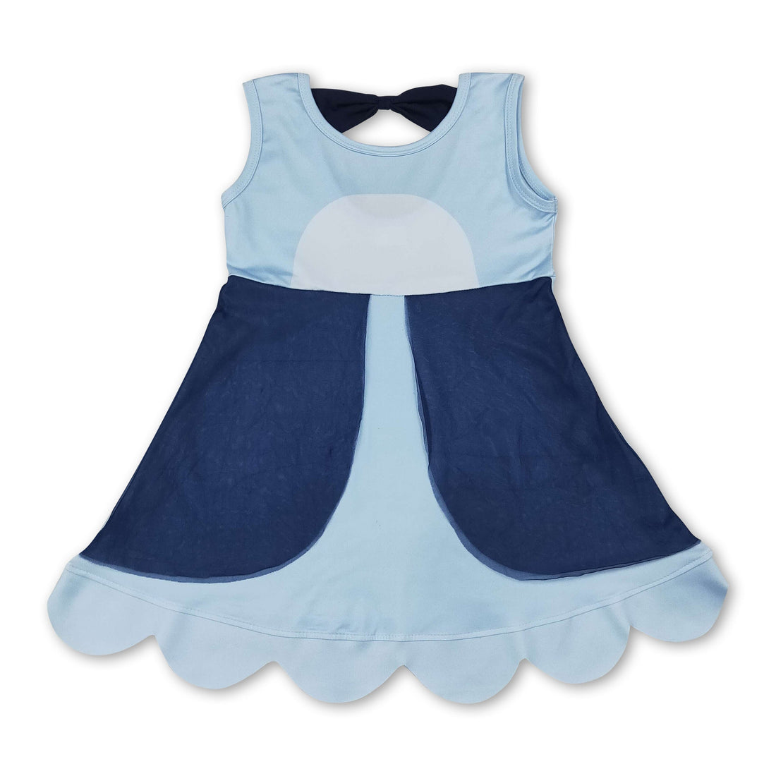 Sleeveless blue dog bow girls&