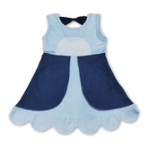 Sleeveless blue dog bow girls&