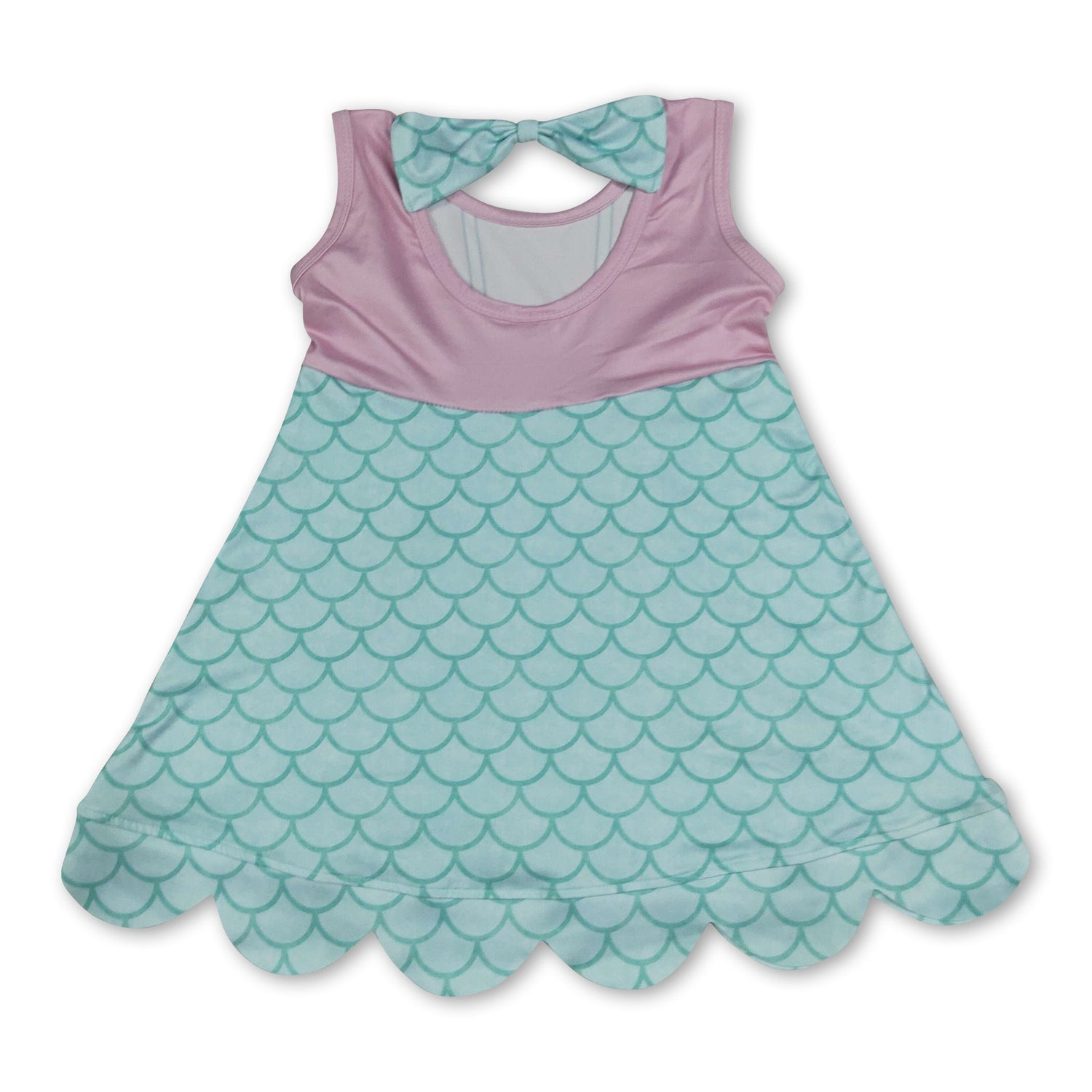 Sleeveless lavender bow princess kids girls summer dress