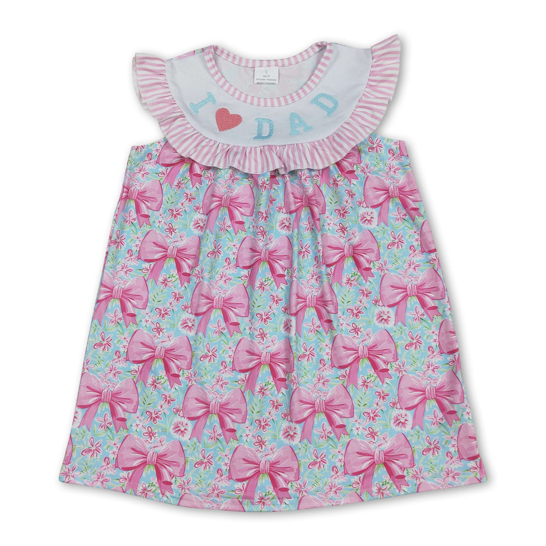 I love dad pink floral bow kids girls dresses