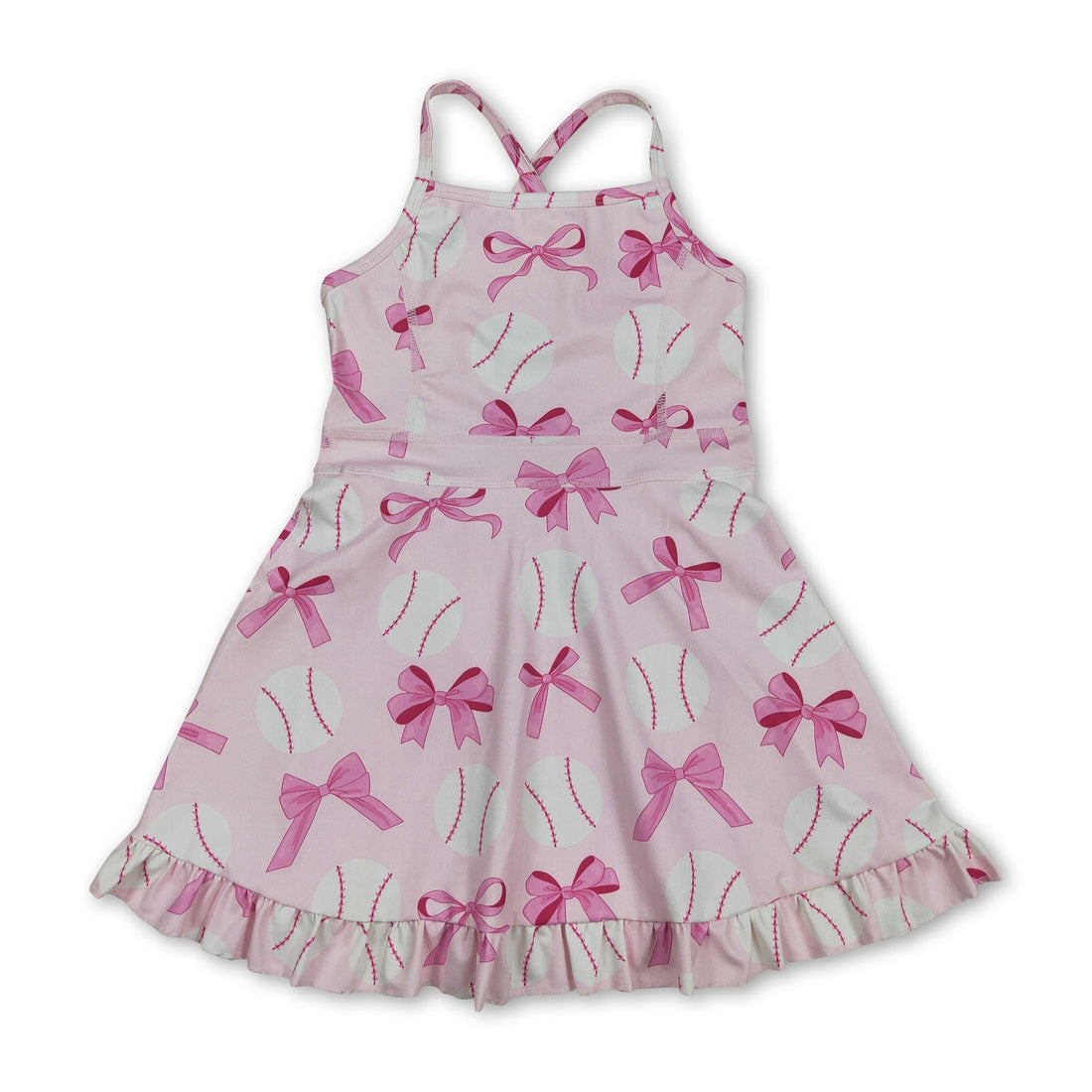 Pink bow baseball girls&