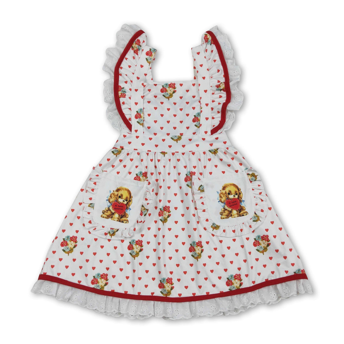 Flutter sleeves heart floral kids girls Valentine&