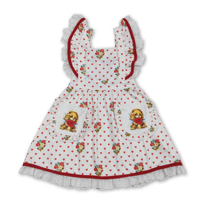 Flutter sleeves heart floral kids girls Valentine&