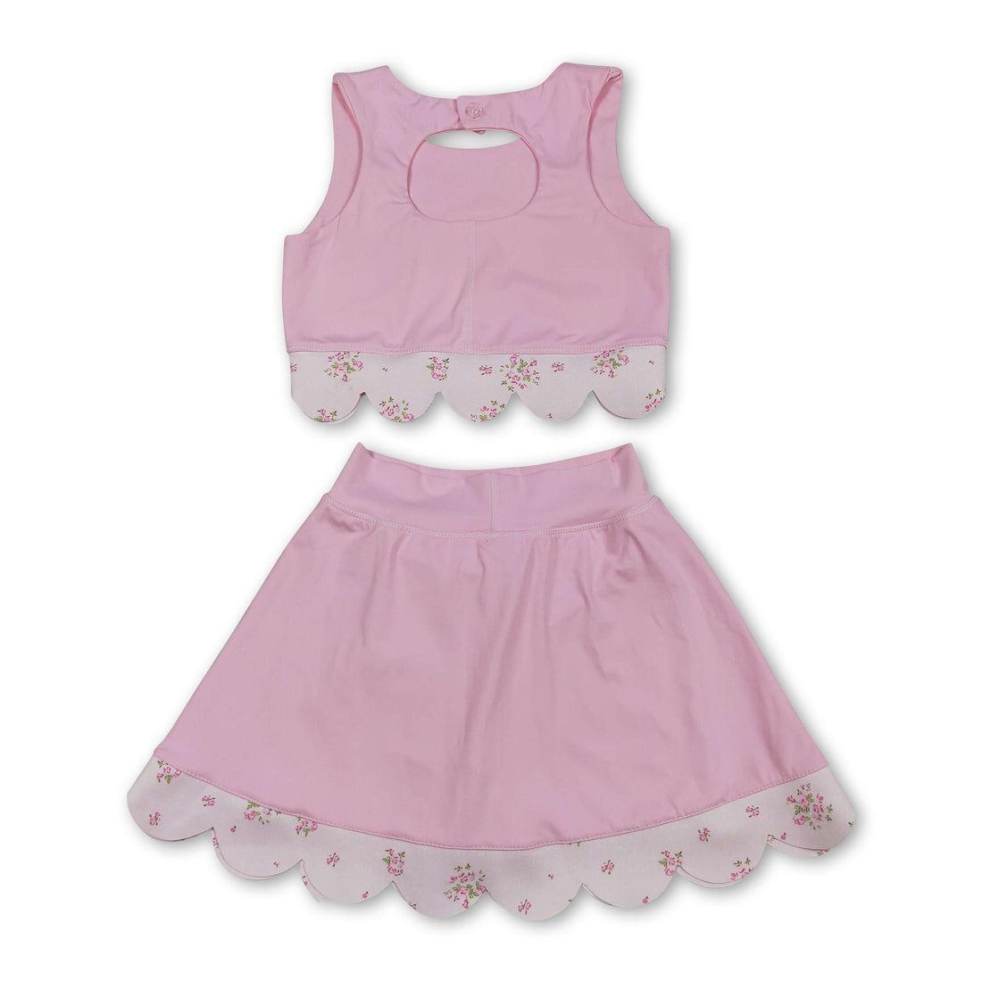 Pink sleeveless bow scallop girls&
