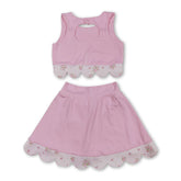 Pink sleeveless bow scallop girls&