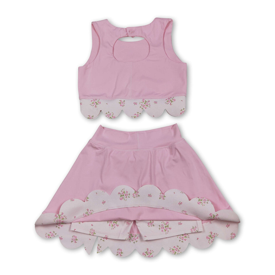 Pink sleeveless bow scallop girls&