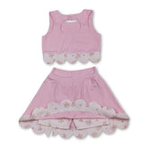 Pink sleeveless bow scallop girls&