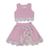 Pink sleeveless bow scallop girls&