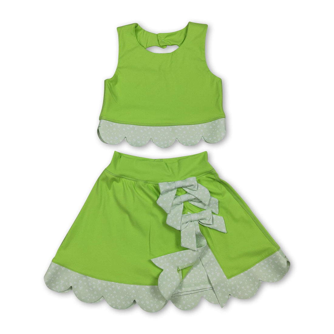 Lime green sleeveless bow scallop girls&
