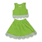 Lime green sleeveless bow scallop girls&