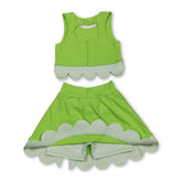 Lime green sleeveless bow scallop girls&