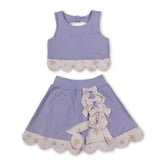 Lavender sleeveless bow scallop girls&