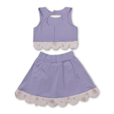 Lavender sleeveless bow scallop girls&