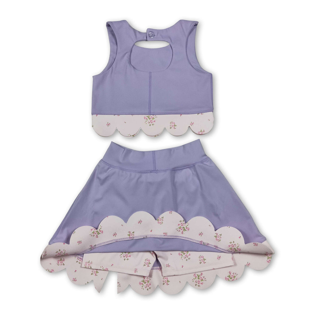 Lavender sleeveless bow scallop girls&