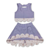 Lavender sleeveless bow scallop girls&