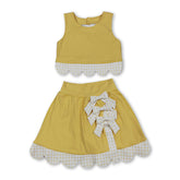Yellow sleeveless bow scallop girls&