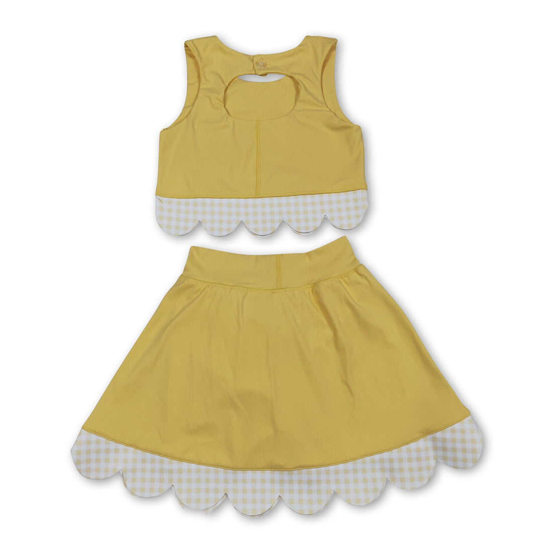 Yellow sleeveless bow scallop girls&