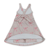 Pink bow summer athletic dress for girls, short sleeve, by Mini Rodeo, featuring a playful design for kids&
