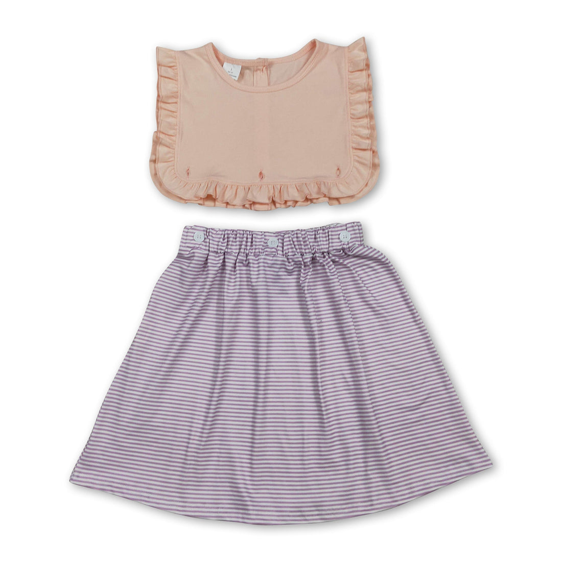 Sleeveless ruffle stripe kids girls summer dresses