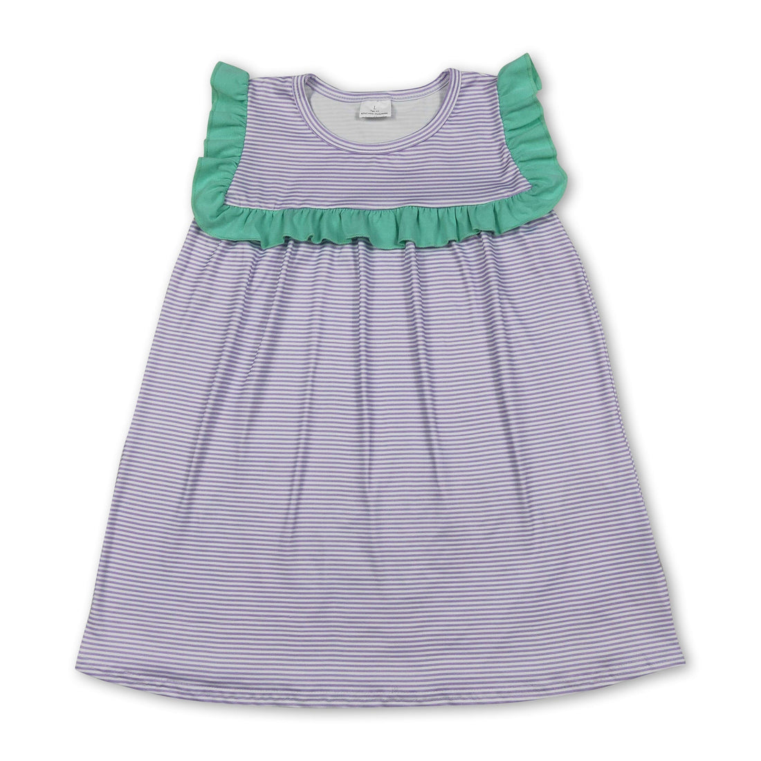 Mini Rodeo sleeveless ruffle stripe baby girl summer dress with short sleeves and playful design, perfect for warm weather.