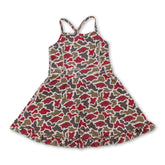Camo hogs kids girls athletic short sleeve dress by Mini Rodeo featuring team logo and sporty design.