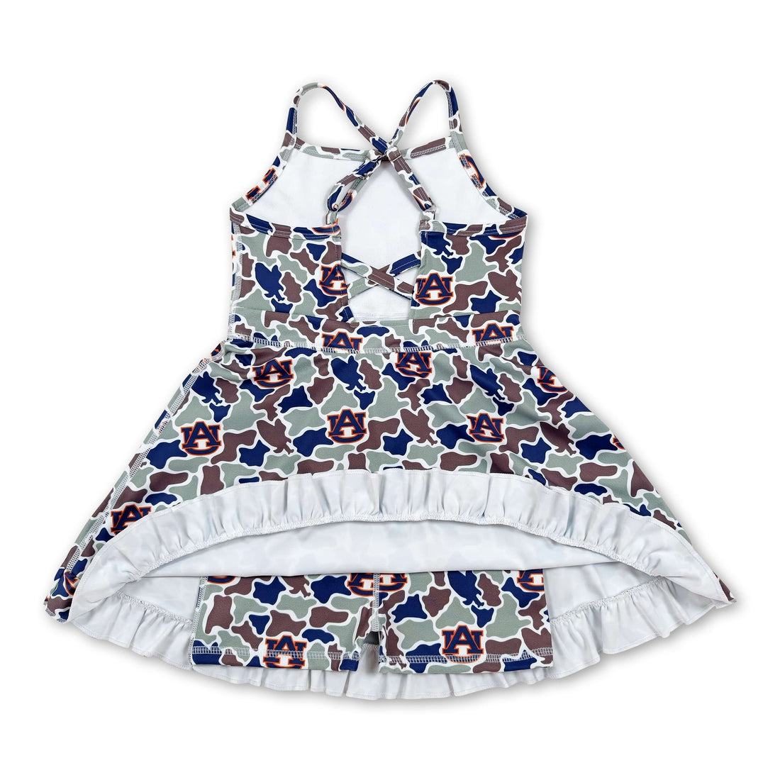 Kids girls sleeveless camo athletic dress by Mini Rodeo, short sleeve team dress with sporty style and comfortable fit.