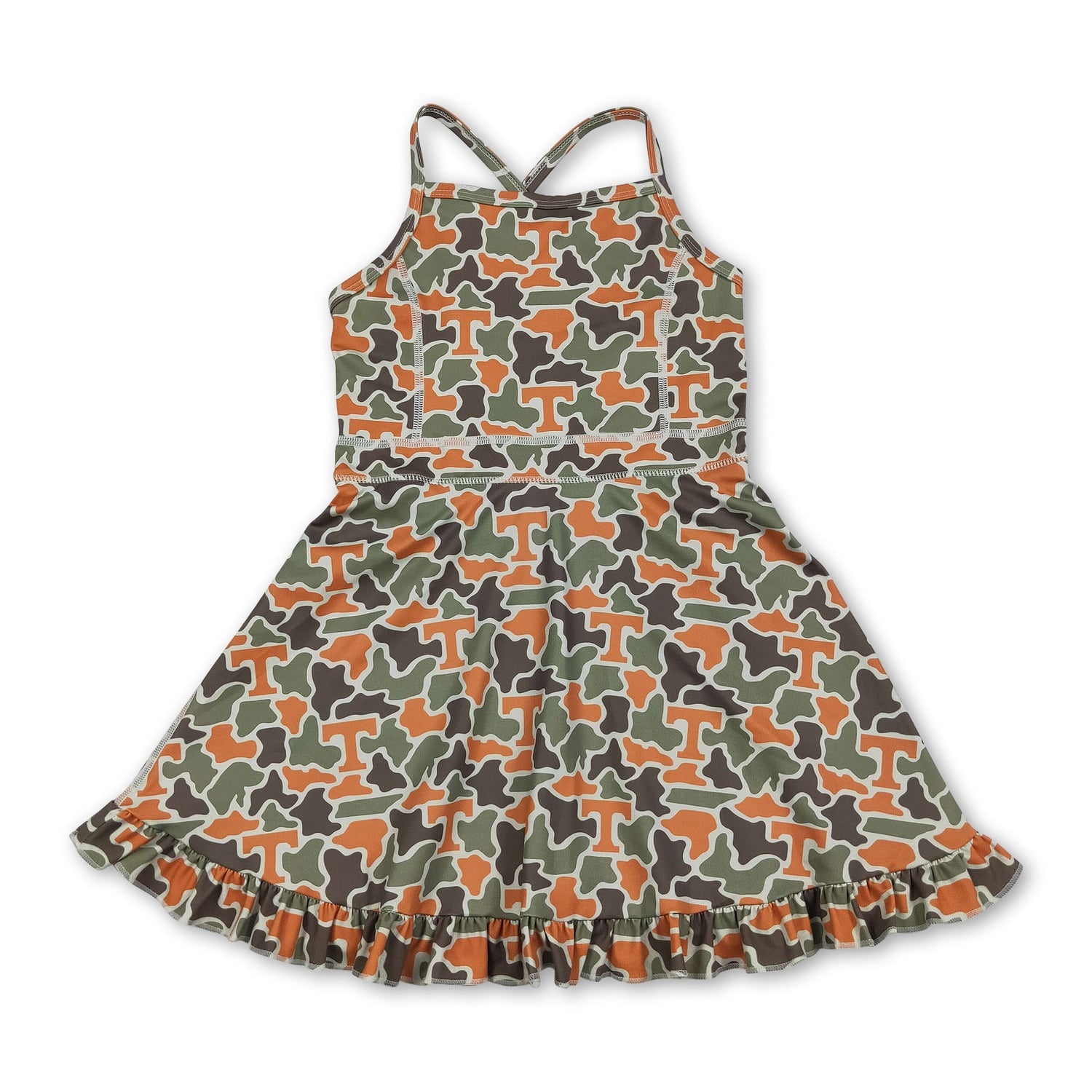 Sleeveless camo T kids girls team athletic dresses