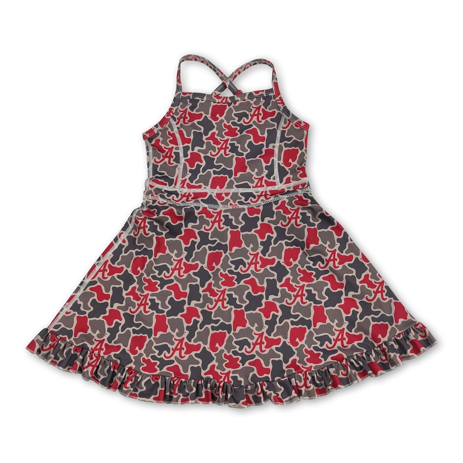 Sleeveless camo A kids girls team athletic dresses