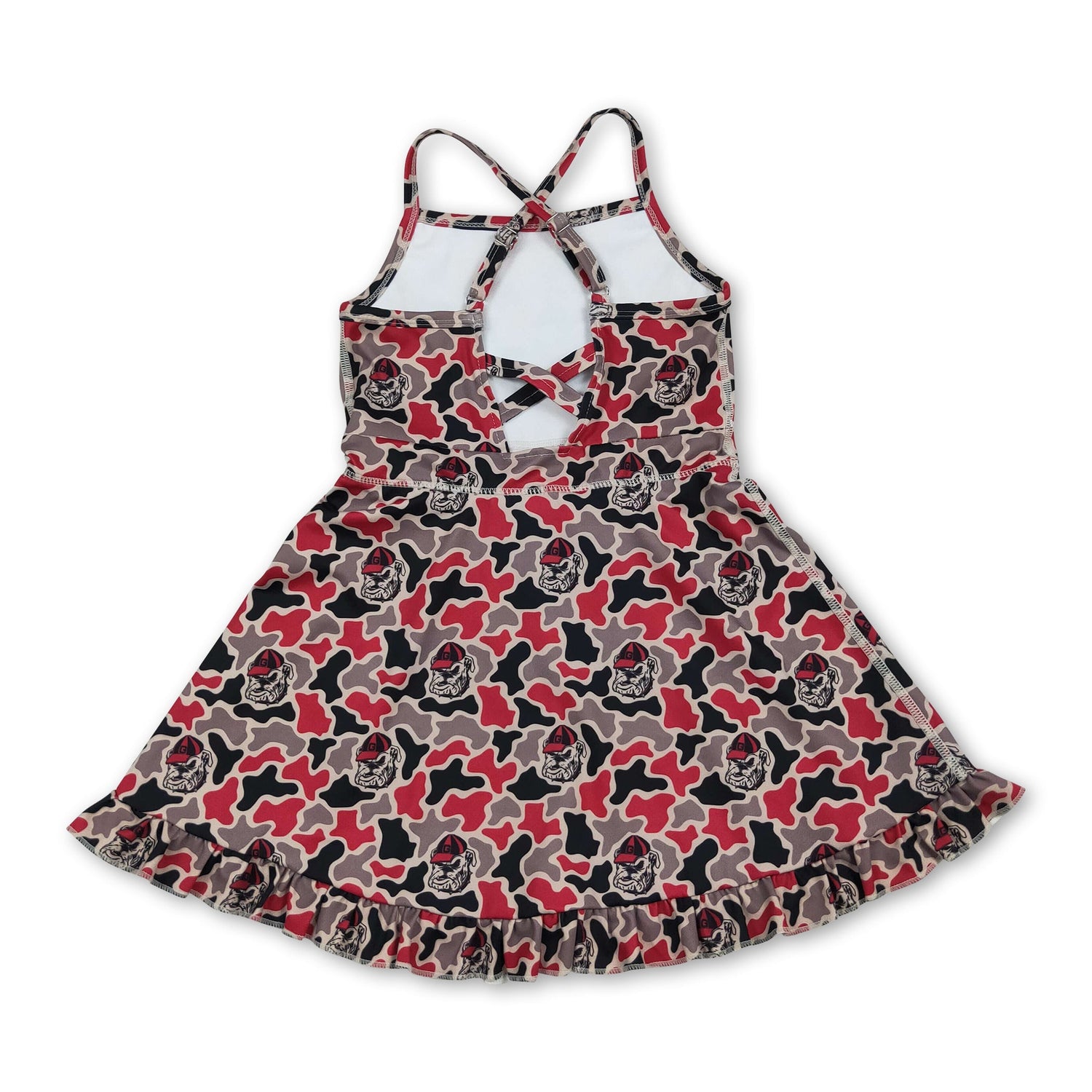 Straps camo dog kids girls team athletic dresses