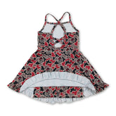 Camo print short sleeve athletic dress for kids and girls by Mini Rodeo, featuring straps and team-inspired style.