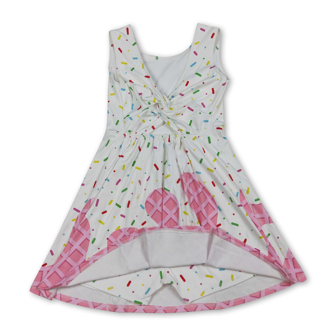 Sleeveless white and pink ice cream sprinkle girls&