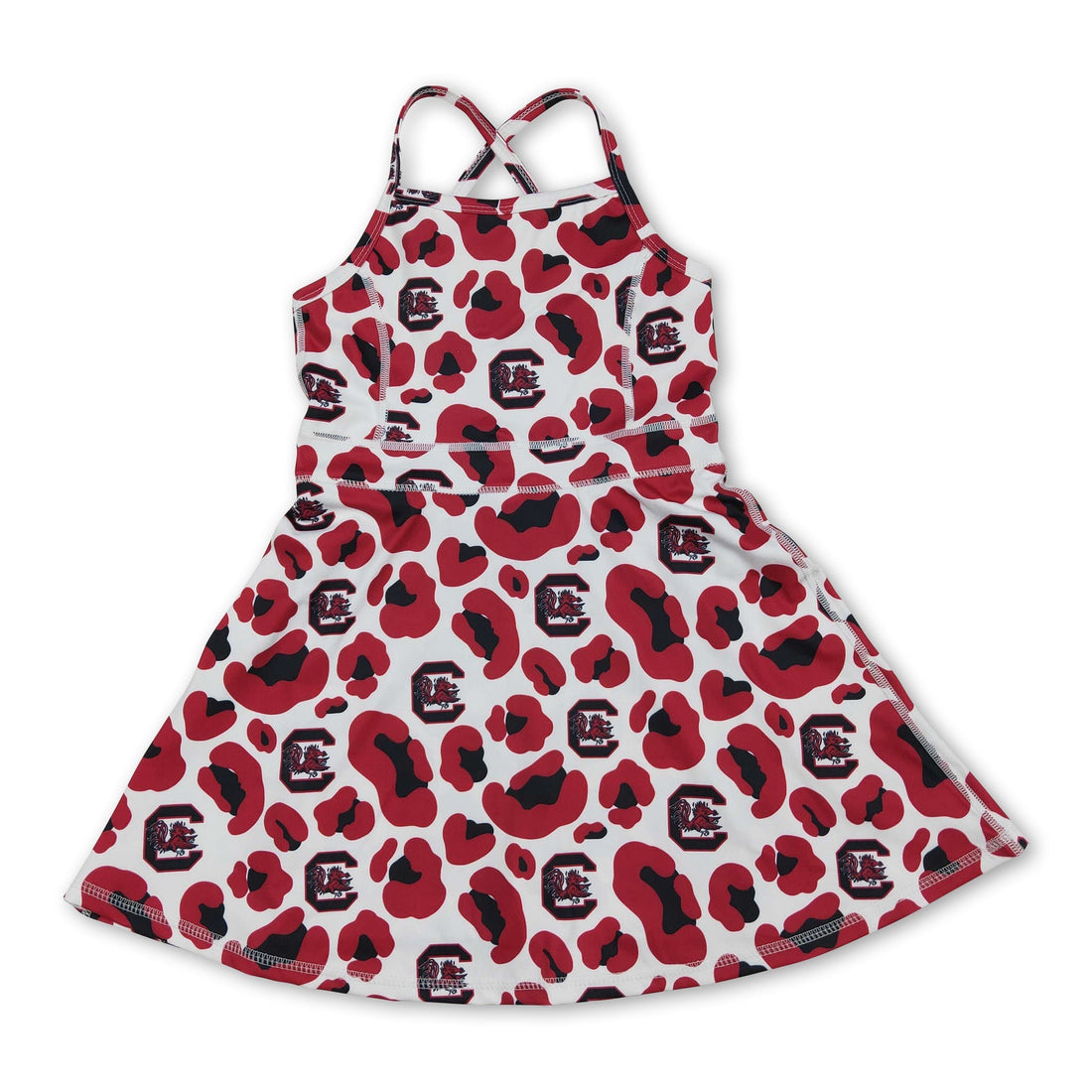 Leopard print short sleeve athletic dress for girls by Mini Rodeo, designed for kids&