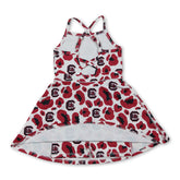 Leopard print short sleeve athletic dress for girls by Mini Rodeo, designed for kids&