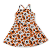 Leopard print short sleeve athletic dress for girls by Mini Rodeo, featuring straps and a sporty design.