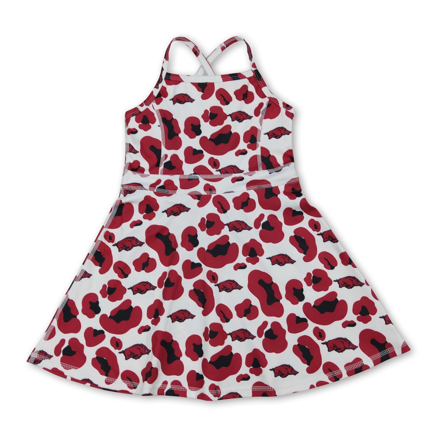 Straps leopard hogs kids girls team athletic dresses
