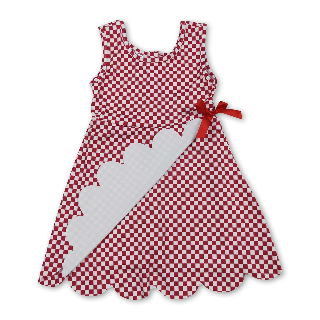Mini Rodeo sleeveless plaid scallop bow girls&