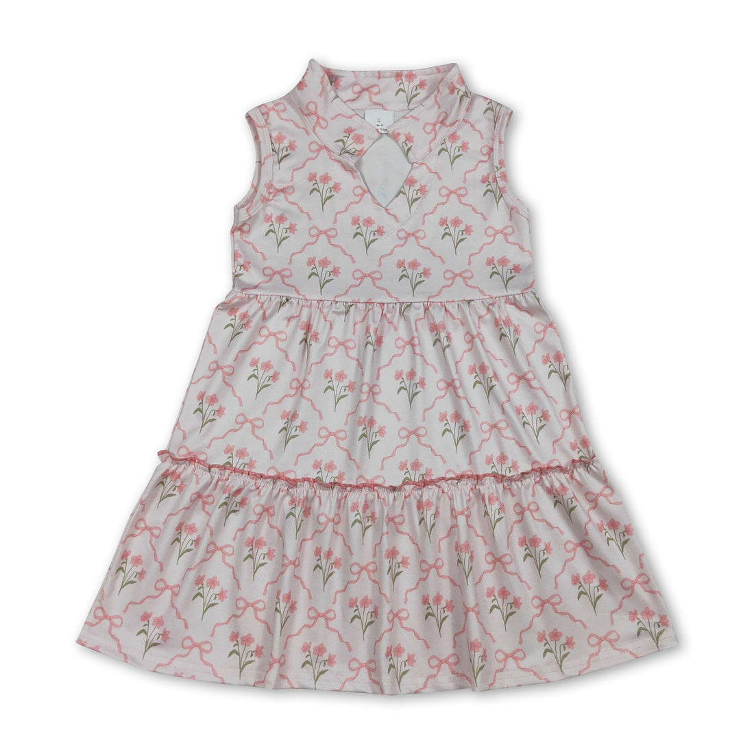 Sleeveless floral bow patchwork girls&