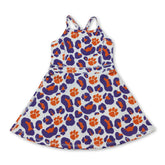Orange and purple leopard print short sleeve girls&