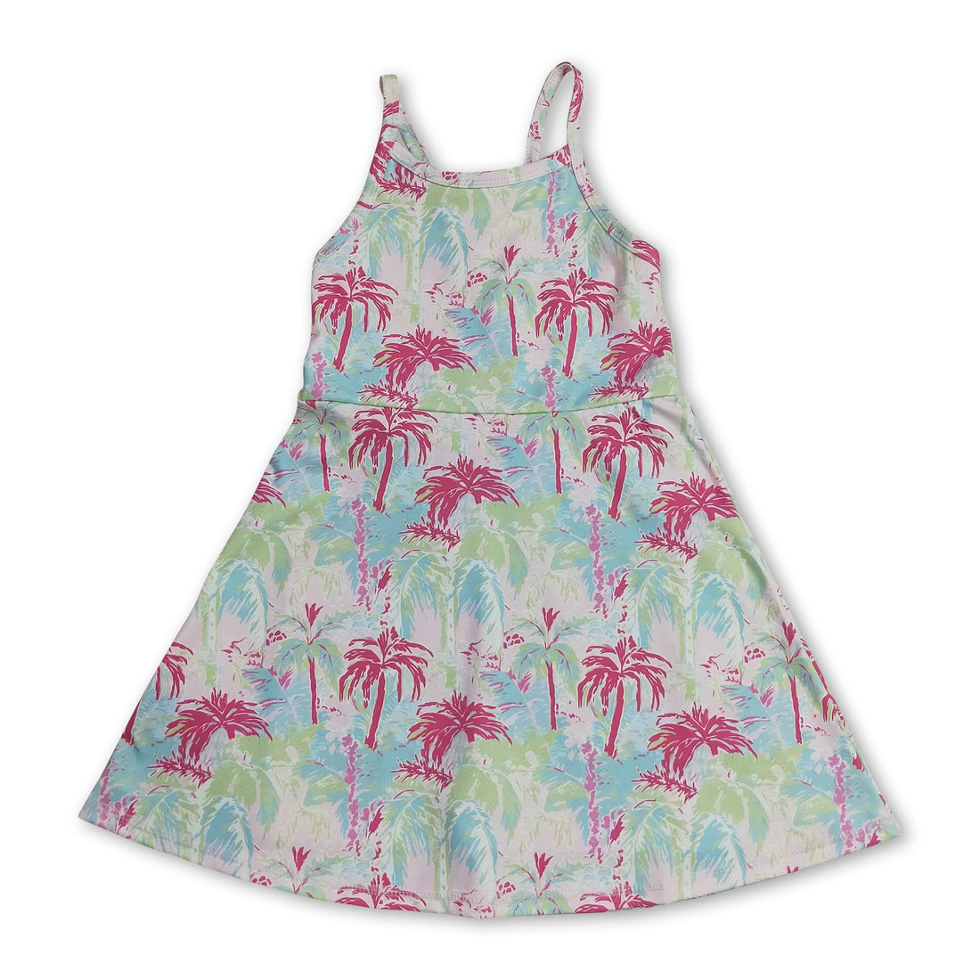 Colorful tree print short sleeve girls&