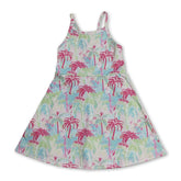 Colorful tree print short sleeve girls&