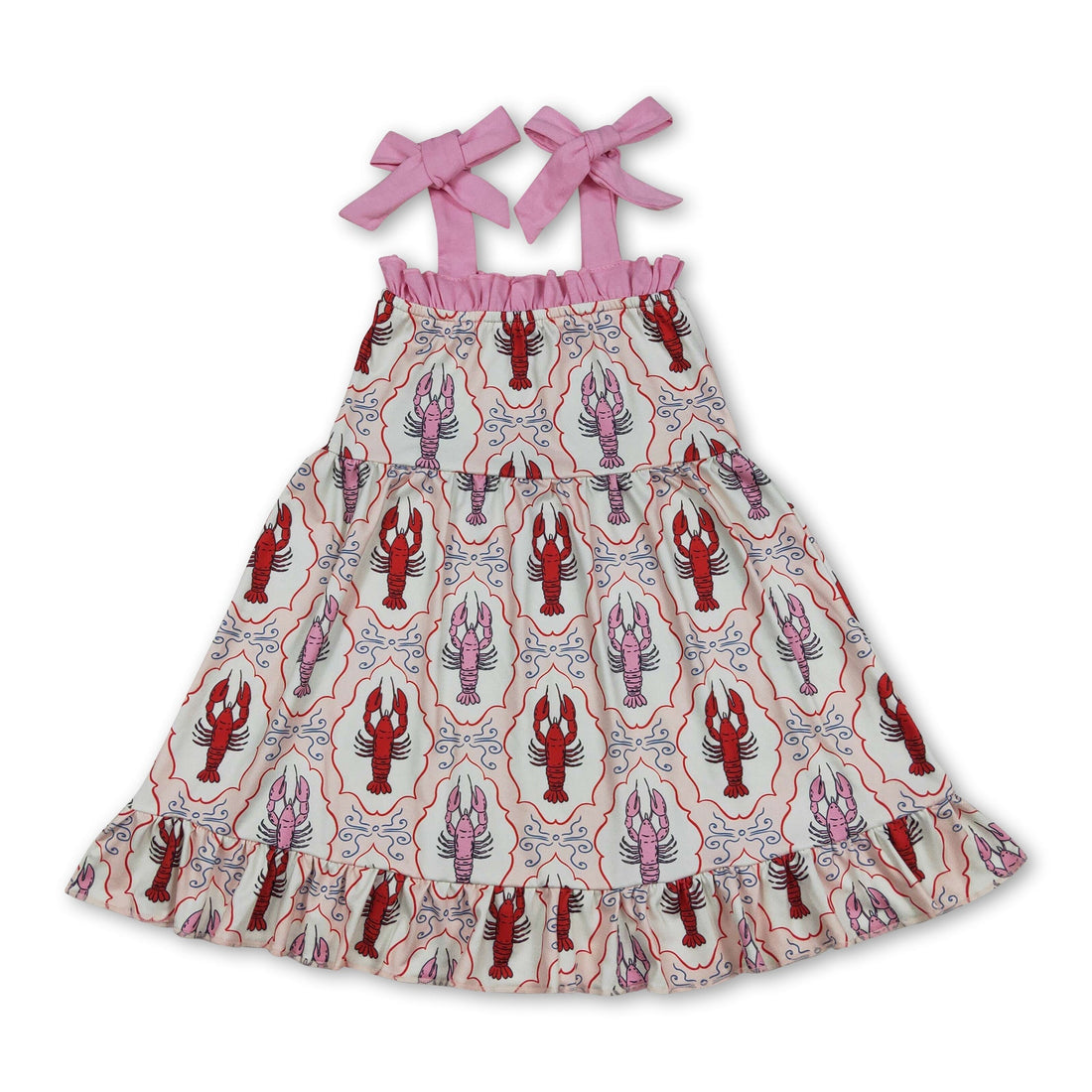 Pink adjustable strap crawfish ruffle girls&