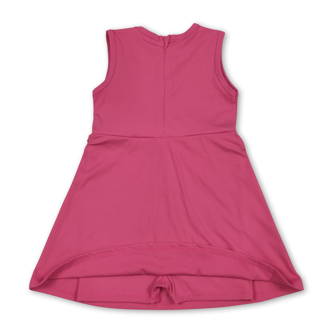 Sleeveless hot pink ruffle athletic dress for girls by Mini Rodeo, featuring a short sleeve design and playful ruffle details.