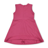 Sleeveless hot pink ruffle athletic dress for girls by Mini Rodeo, featuring a short sleeve design and playful ruffle details.