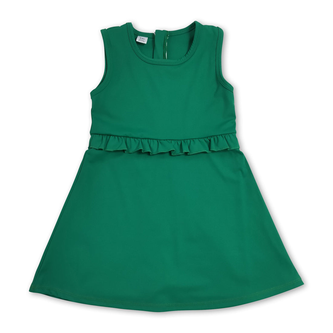 Sleeveless green ruffle girls&