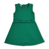 Sleeveless green ruffle girls&